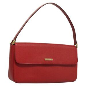 BURBERRY Shoulder Bag Leather Red Gold Auth BA1978